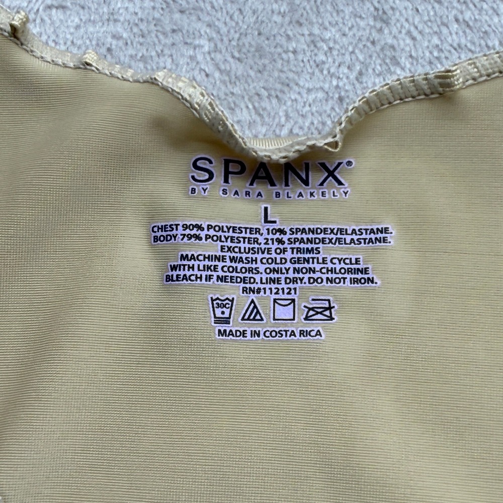 Spanx Camisole Womens Large Beige Surplice V-Neck Scalloped Trim Shapewear Tank - Picture 2 of 6
